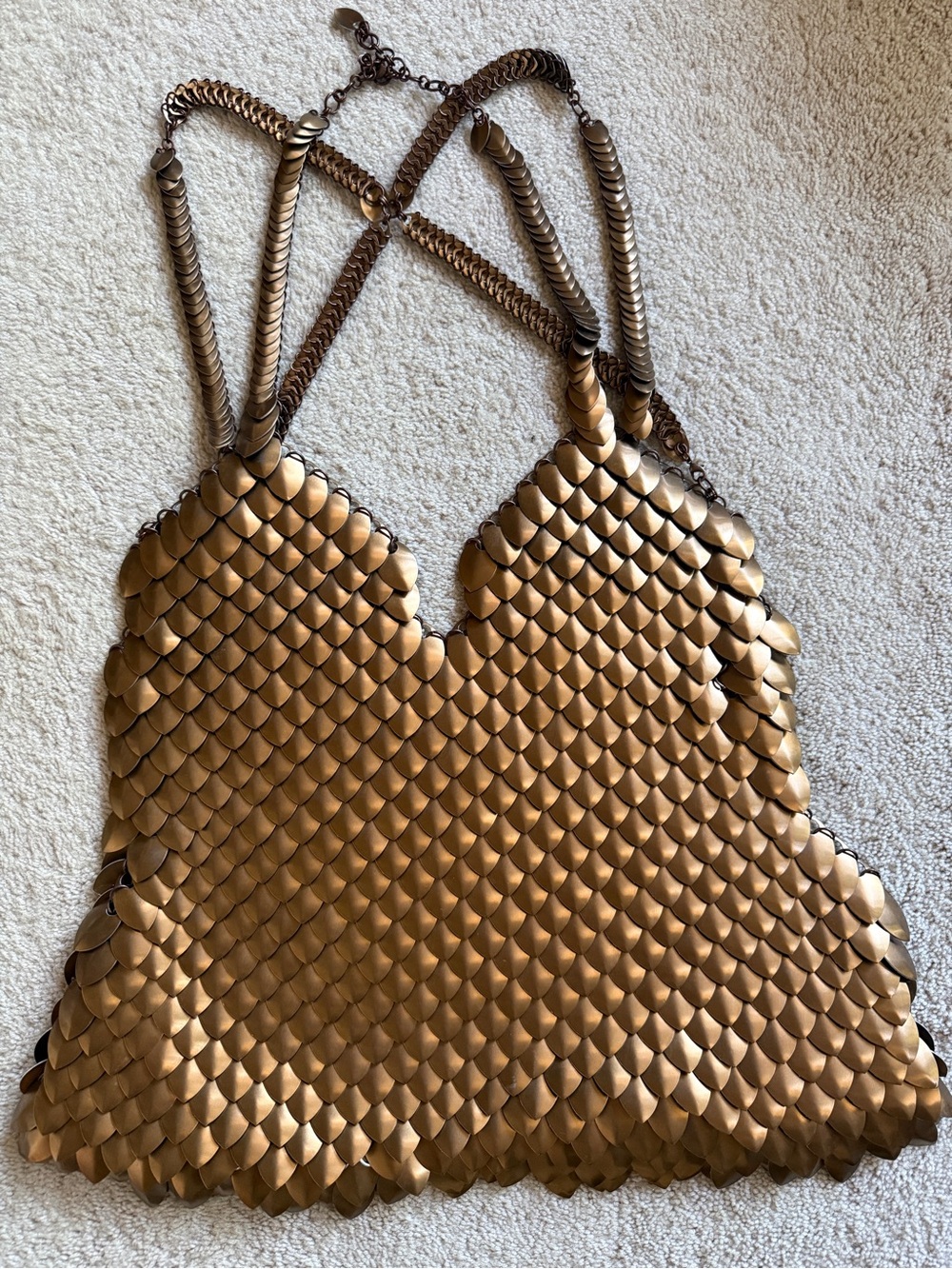 Handcrafted Top Anodized Bronze Scale Maile Crossback Armour - Picture 4 of 12